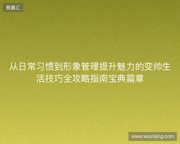 从日常习惯到形象管理提升魅力的变帅生活技巧全攻略指南宝典篇章